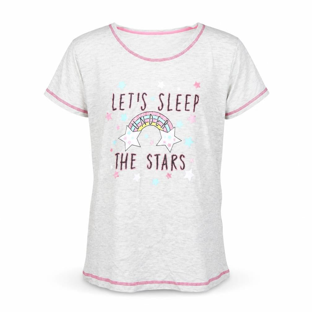 Front view of Studio Sleepover girls’ grey top pyjama top, size S