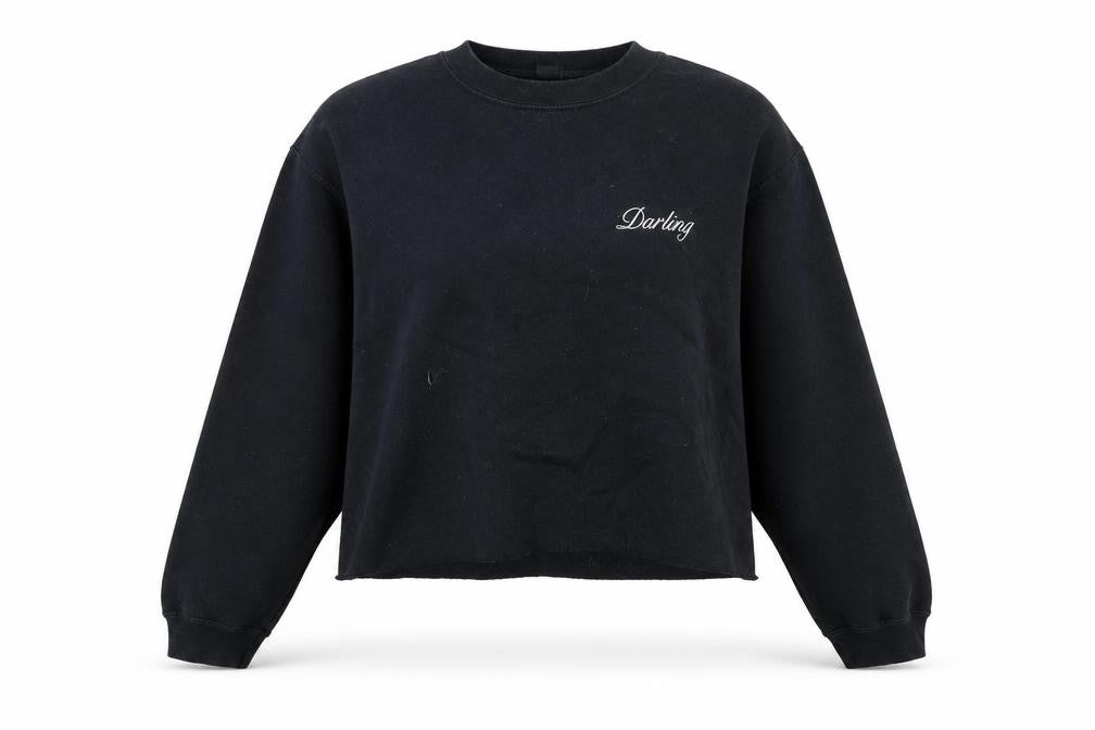 Front view of Topshop women’s blue pullover sweatshirt, size S, - darling