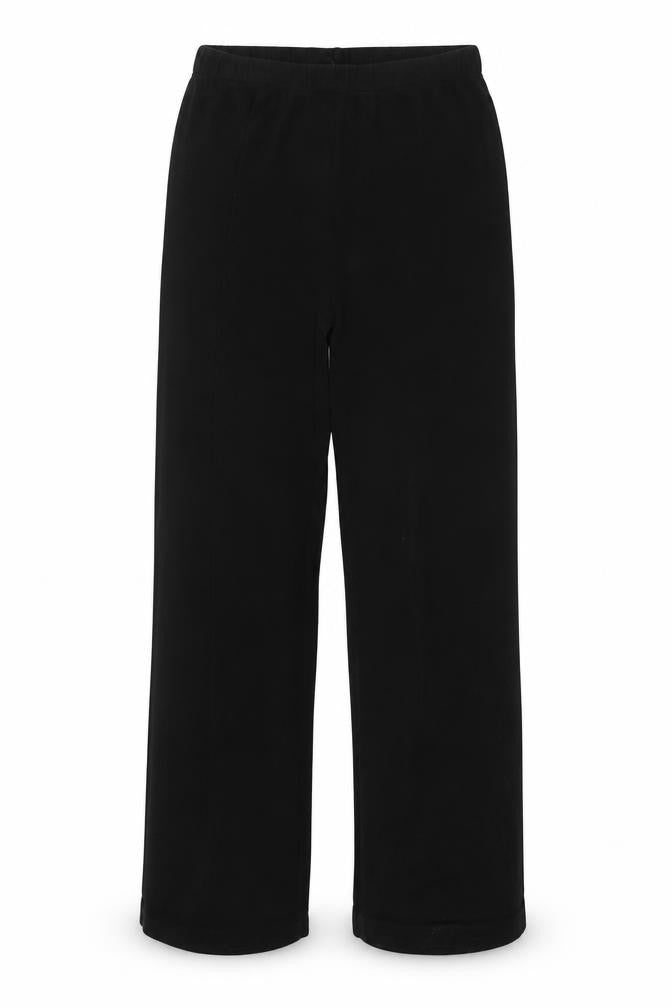 Front view of Stephan women’s black trousers, size L, 25-inch leg