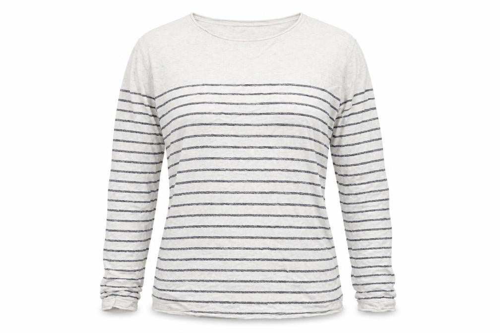 Front view of Next women’s white striped jumper, size S