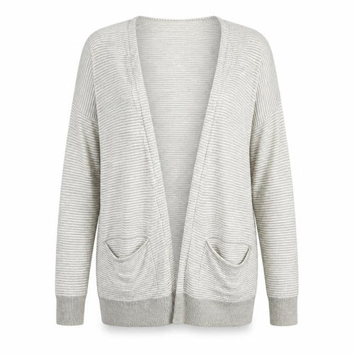 Verve Ami Womens Grey Striped  Cardigan Jumper Size M