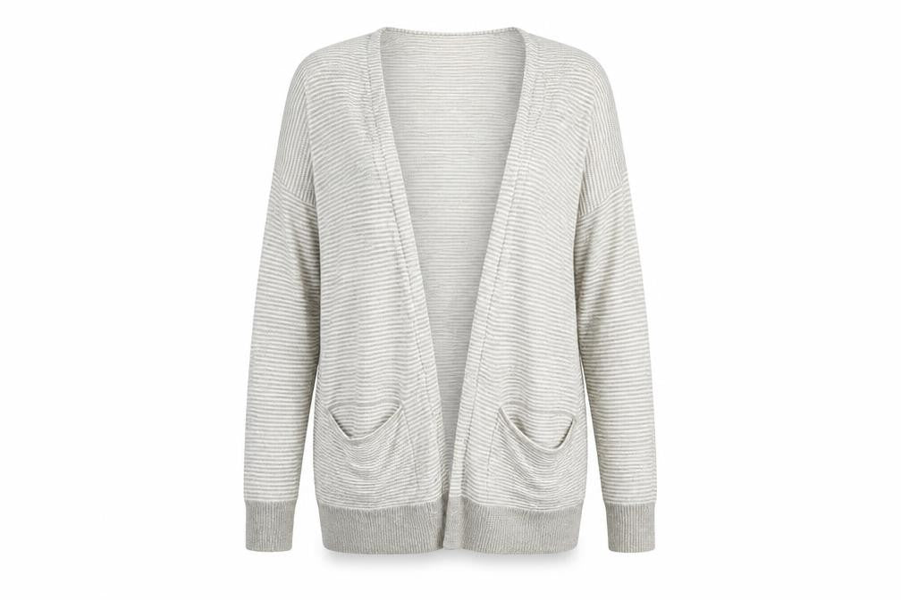 Verve Ami Womens Grey Striped  Cardigan Jumper Size M