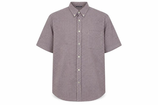 Front view of originals men’s red check button-up, size XL