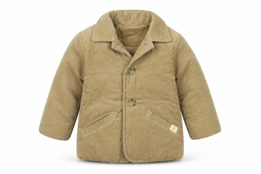 Front view of George girls’ beige jacket coat, size 9-12, months
