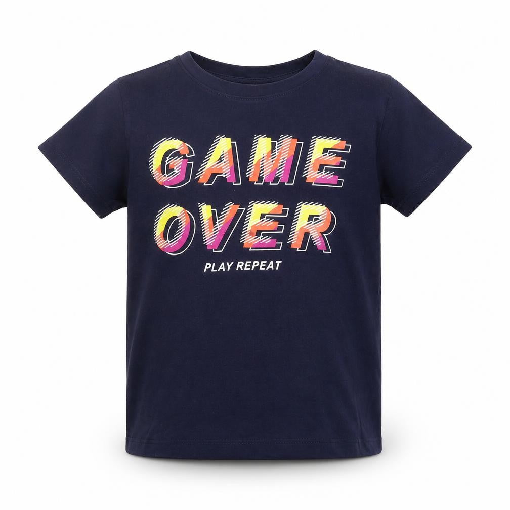 Front view of Primark girls’ blue basic t-shirt, size 5-6, years