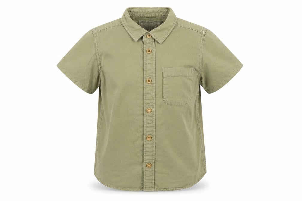 Front view of Matalan girls’ green basic button-up, size 6, years