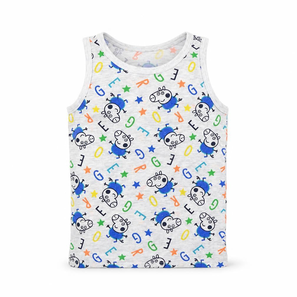 Front view of George boys’ grey geometric basic tank, size 5-6, years