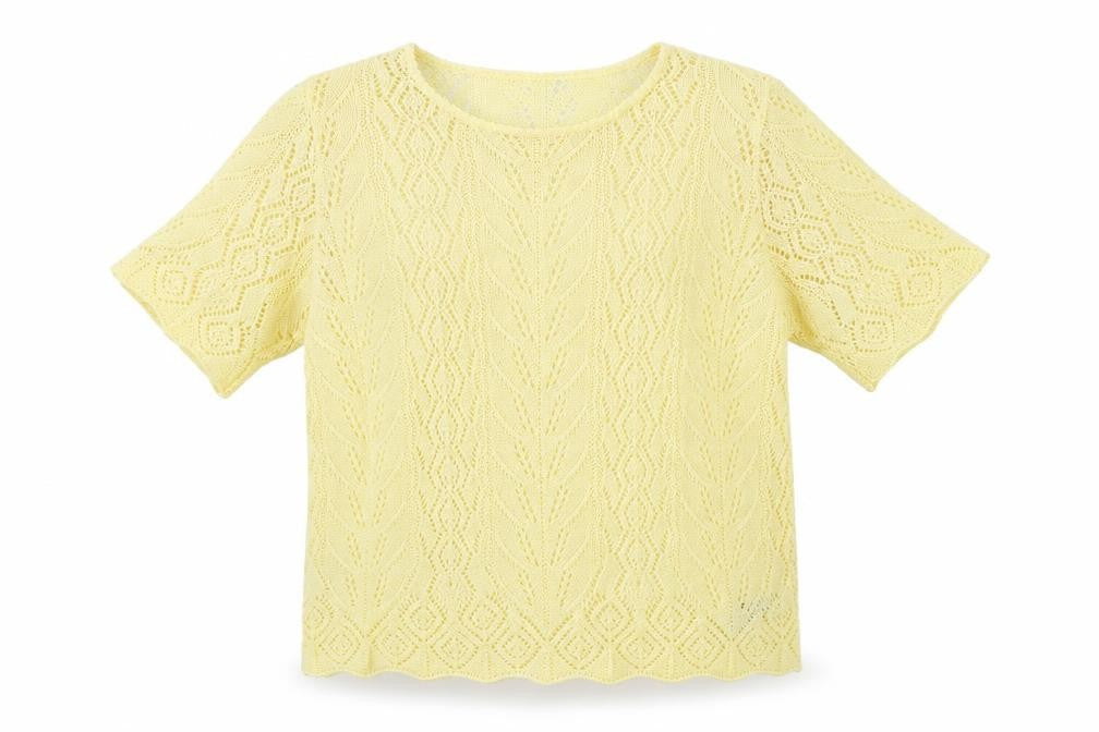 Front view of St Michael women’s yellow basic t-shirt, size UK 12