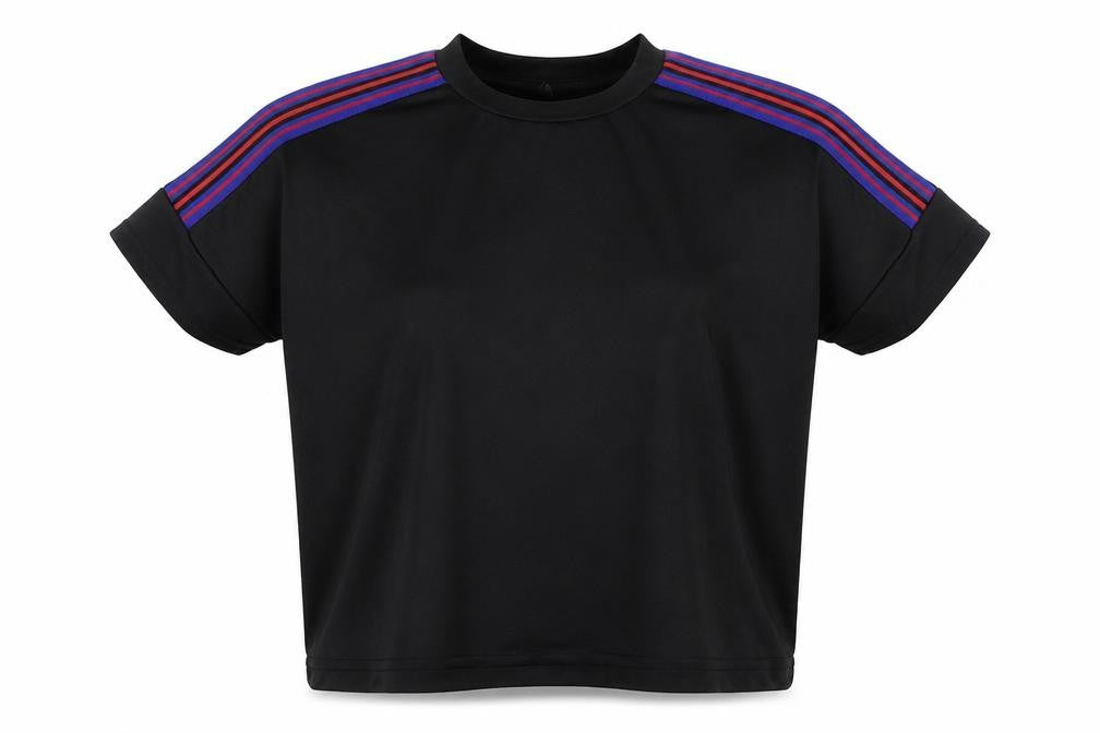 Front view of WorkOut women’s black basic t-shirt, size UK 6