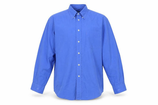 Front view of Cedarwood State men’s blue button-up, size 15