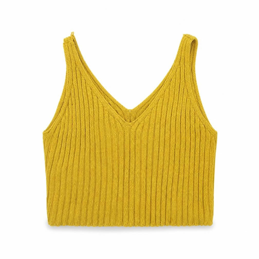 Front view of Oyisis women’s yellow basic tank, size M