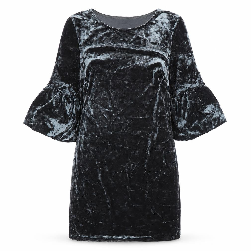 Front view of Dorothy Perkins women’s green velvet shift, size UK 10