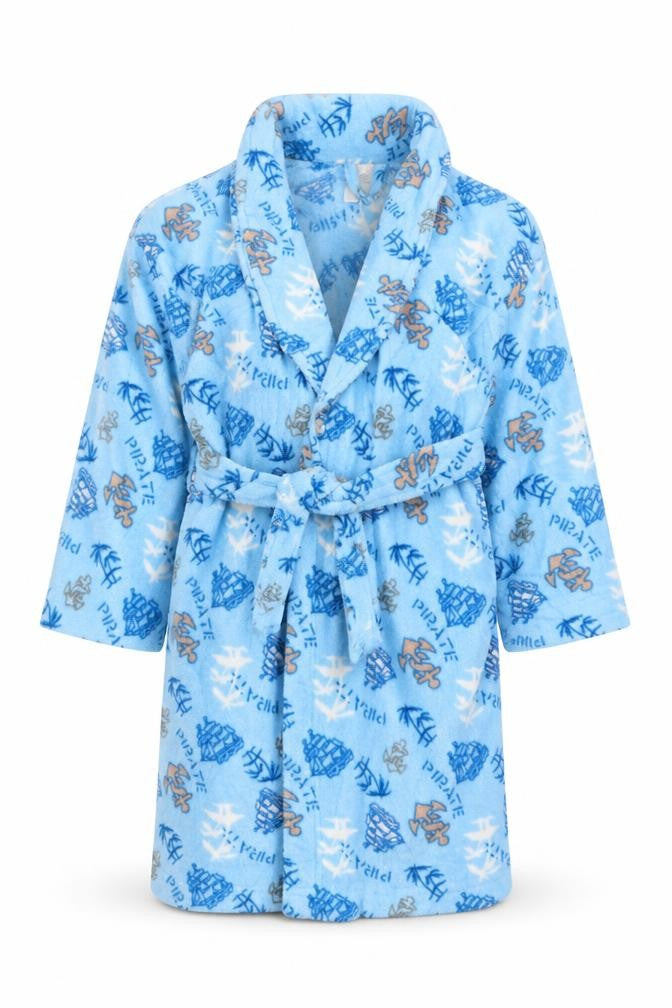 Front view of Primark boys’ blue solid robe, size 5, years