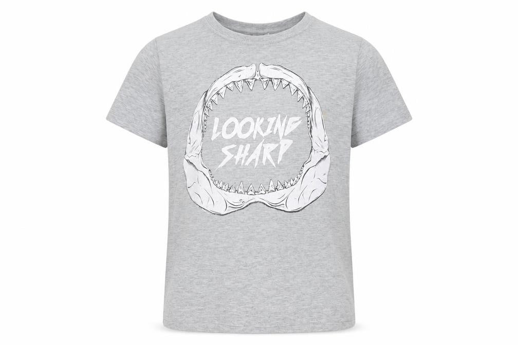 Front view of Urban Outlaws boys’ grey basic t-shirt, size 7-8, years - looking sharp
