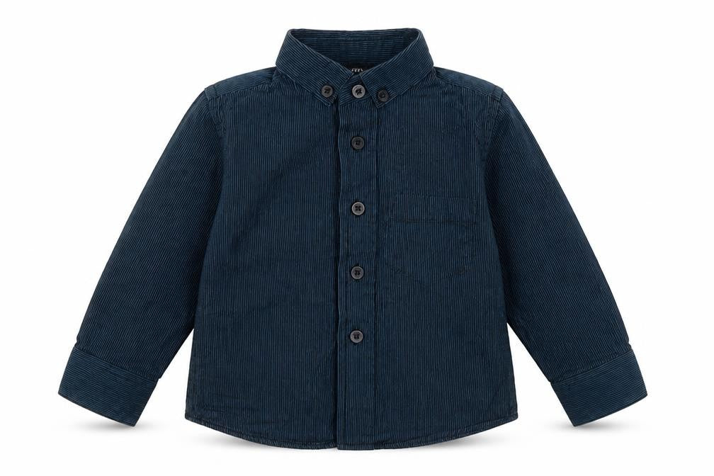 Front view of George Baby Blue Striped Basic Button-Up, size 12-18, Months