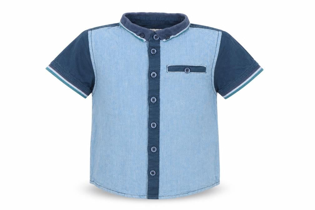 Front view of Prince Charming Baby Blue Basic Button-Up, size 18-24, Months