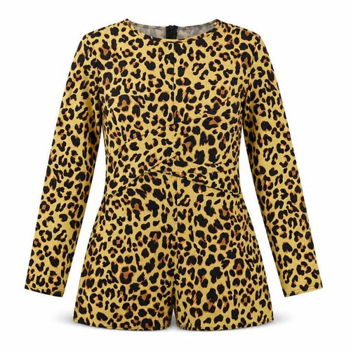 Boohoo Womens Beige Animal Print Chiffon Romper One-Piece Size 10