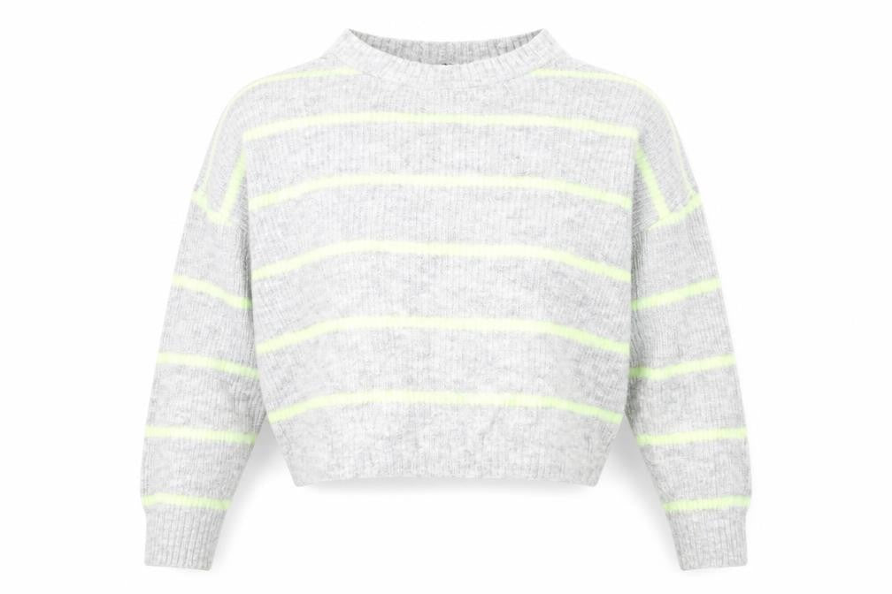 Front view of Divided women’s grey striped jumper, size S