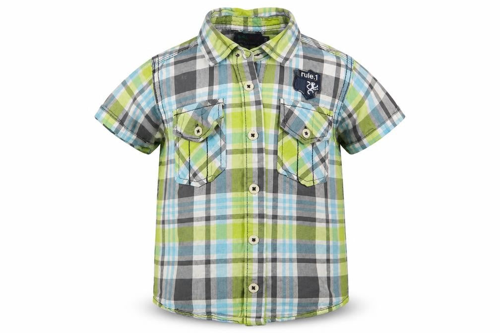 Front view of BOY SHOP boys’ multicoloured check basic button-up, size 4, years
