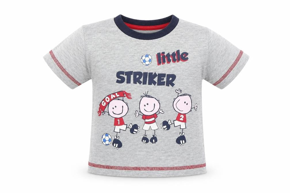 Front view of Matalan Baby Grey Basic T-Shirt, size 9-12, Months - Little striker