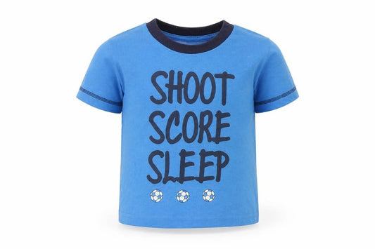 Front view of Matalan Baby Blue Solid Pyjama Top, size 18-24, Months - Shoot score sleep