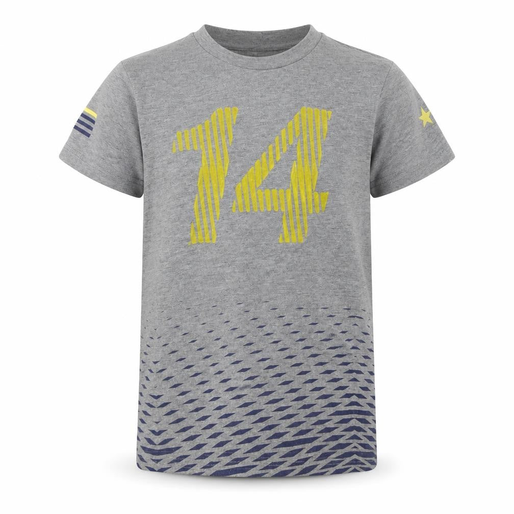 Front view of River Island boys’ grey basic t-shirt, size 3-4, years - 14
