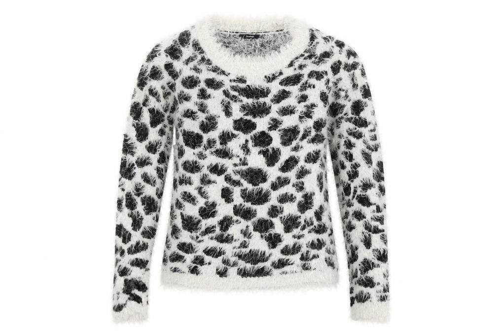 Front view of George women’s black animal print jumper, size UK 8