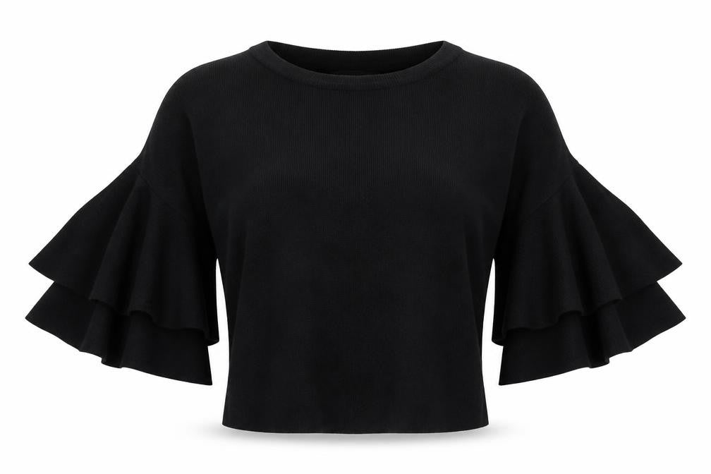 Front view of New Look women’s black knit jumper, size UK 10