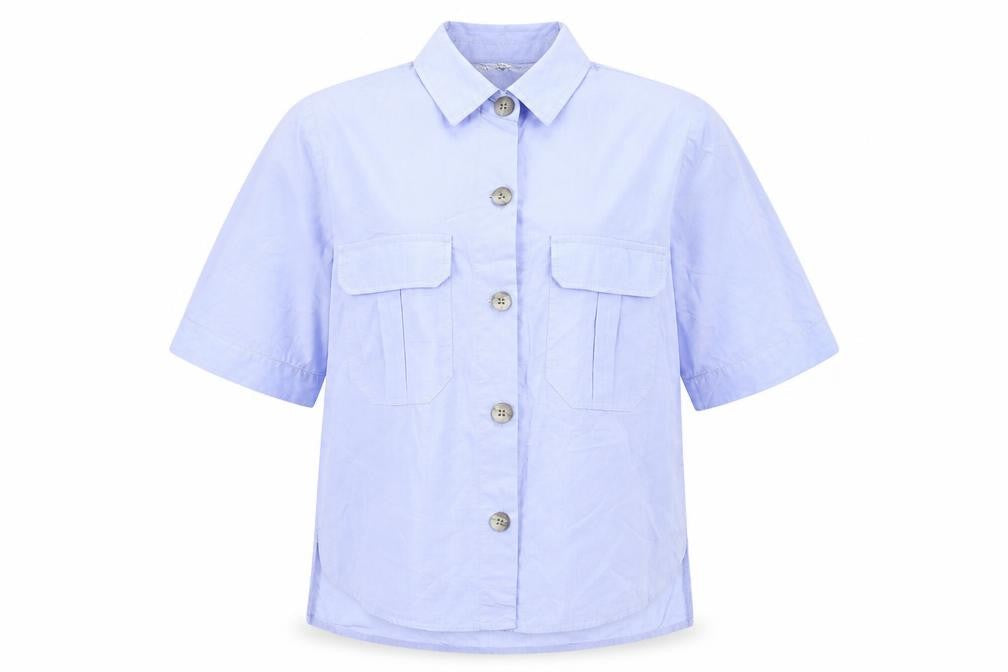 Front view of Zara men’s blue button-up, size XS