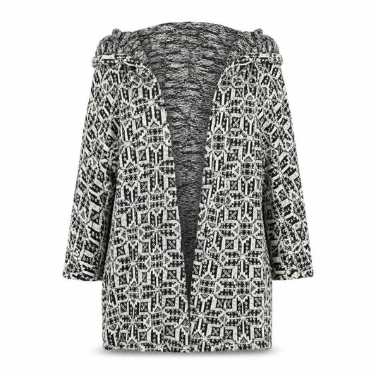 Front view of Primark women’s multicoloured geometric knit cardigan jumper, size S