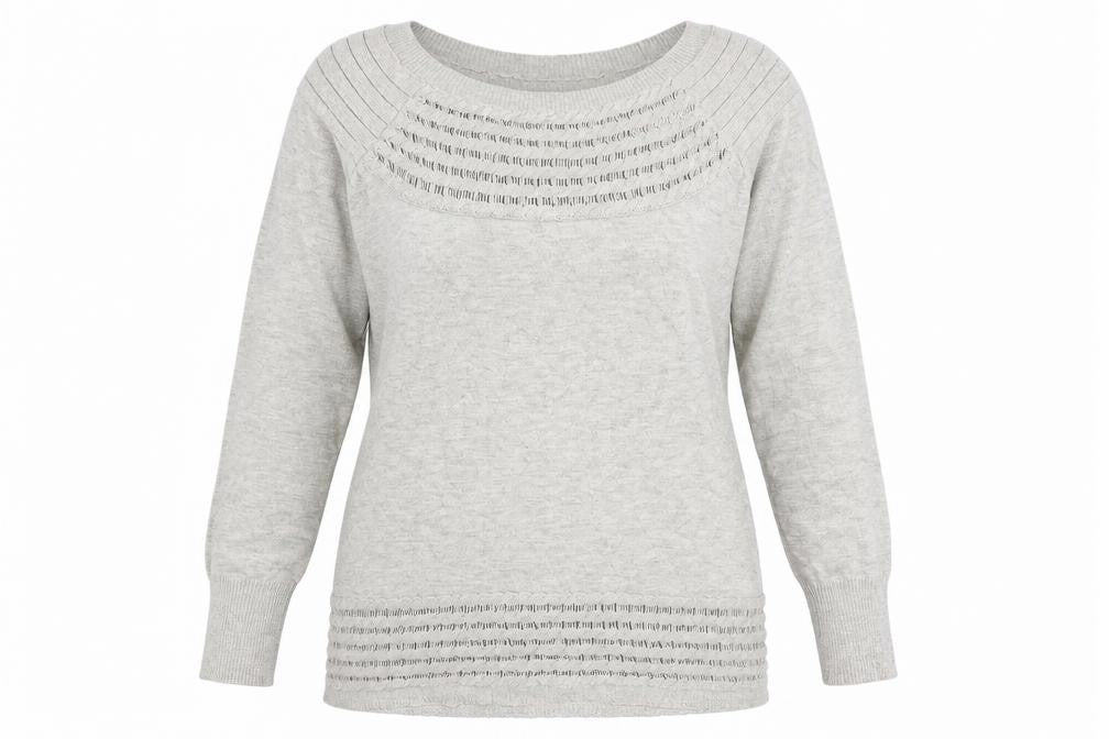 Front view of Stella women’s grey knit jumper, size XL