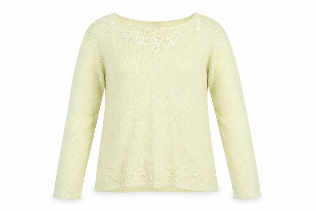 Front view of Fay Louise women’s yellow knit jumper, size L
