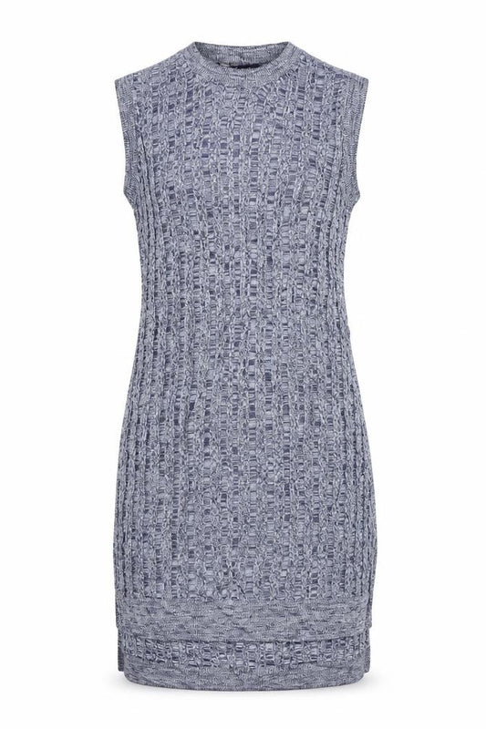 Front view of Marks & Spencer women’s blue jumper dress, size UK 6