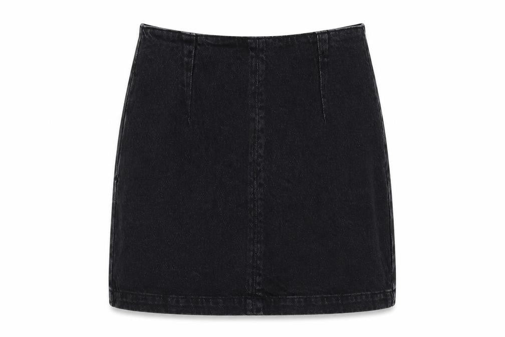 Front view of Topshop women’s black straight & pencil skirt, size UK 12