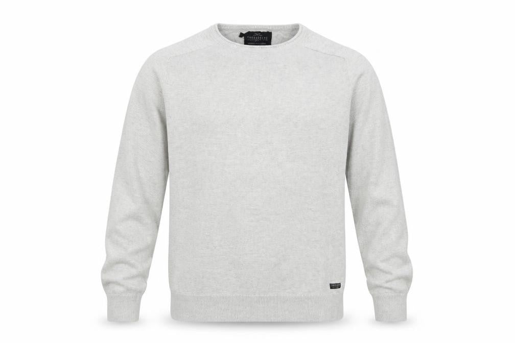 Front view of Vintage Threads men’s grey jumper, size M