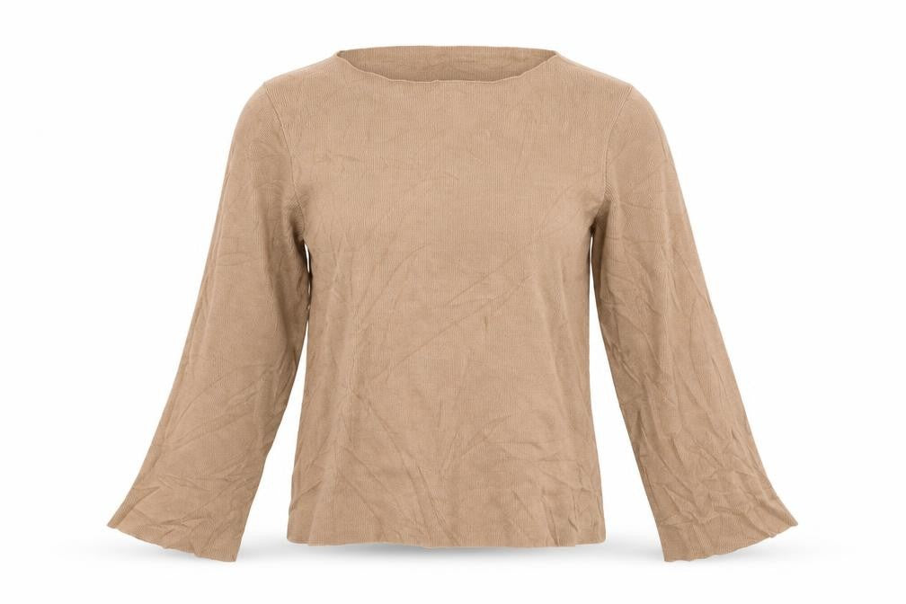 Front view of Zara women’s brown basic blouse, size UK 8