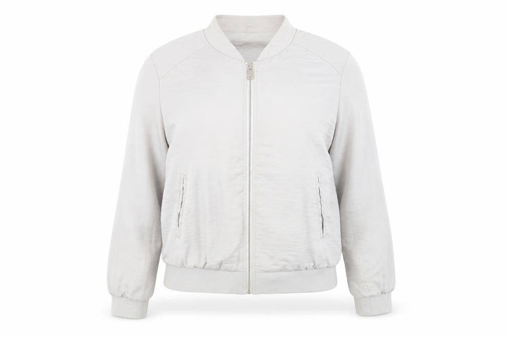 Front view of New Look women’s grey jacket, size UK 14