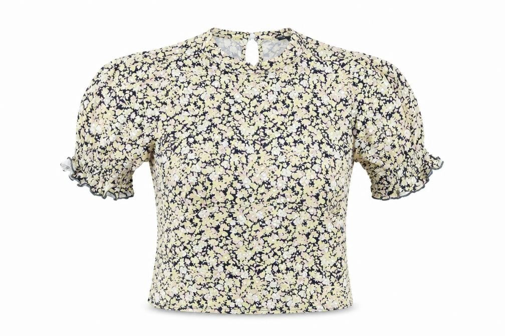Front view of Miss Selfridge women’s multicoloured floral basic blouse, size UK 8