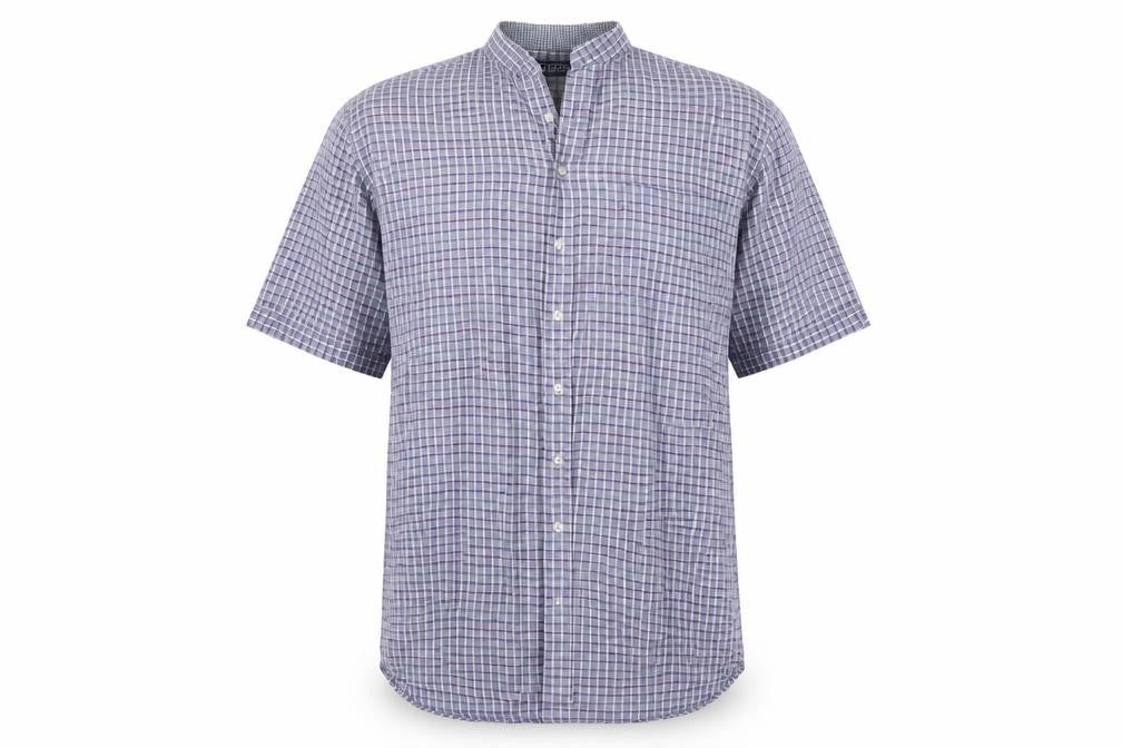 Front view of LA Loving men’s multicoloured check button-up, size L