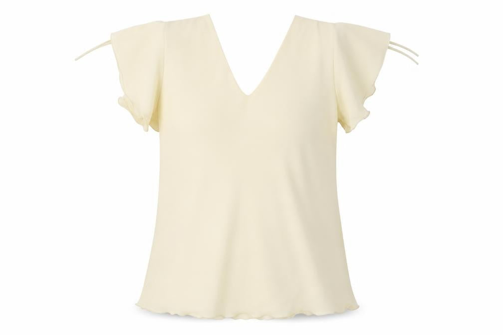 Front view of Bonmarché women’s yellow basic blouse, size UK 18
