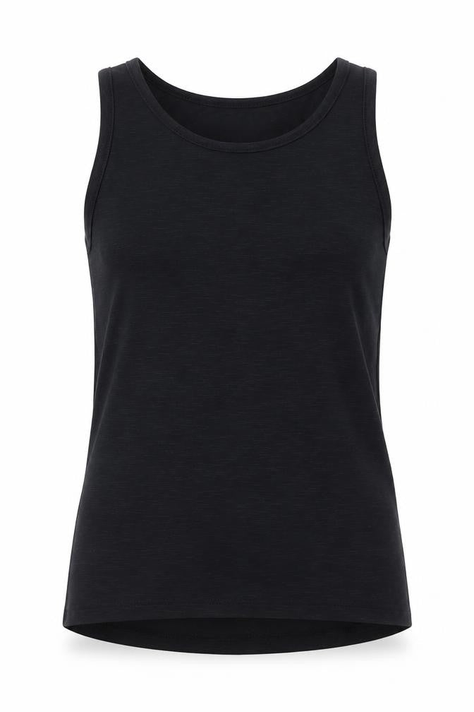 Front view of F&F girls’ black basic tank, size 8-9, years - summer