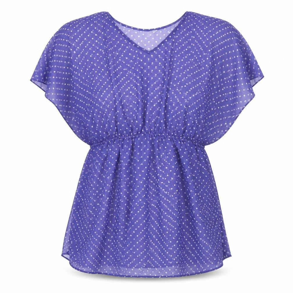 Front view of Peacocks women’s purple paisley basic blouse, size S