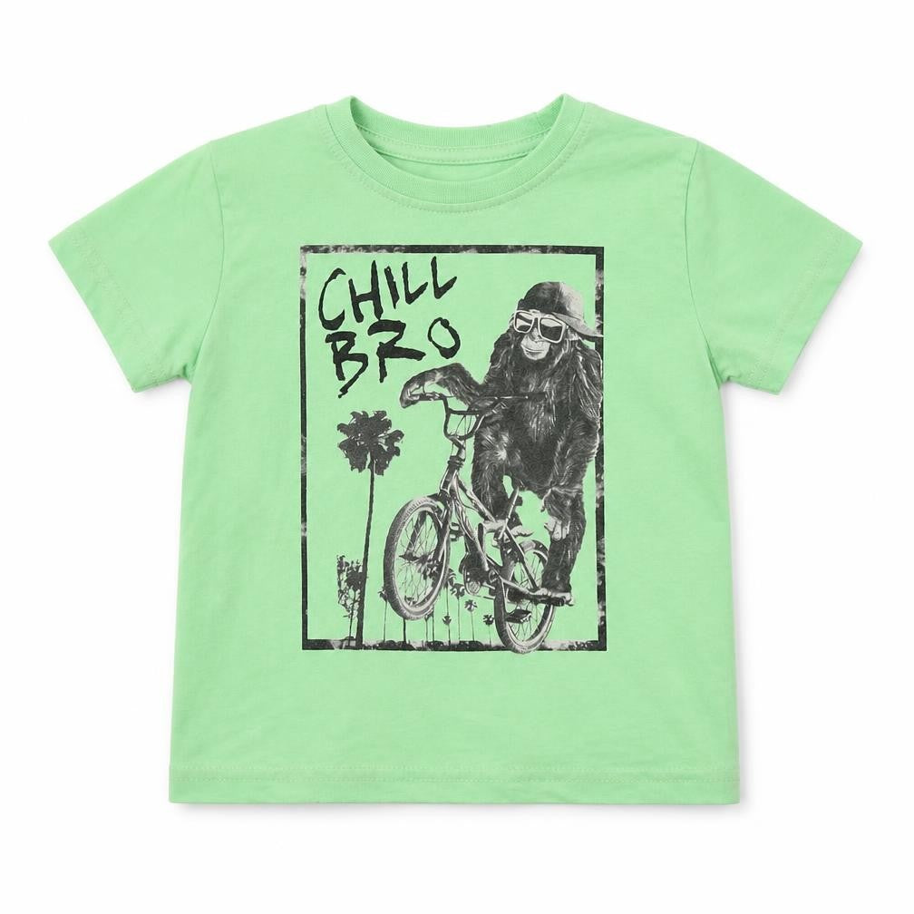Front view of Primark boys’ green basic t-shirt, size 3-4, years