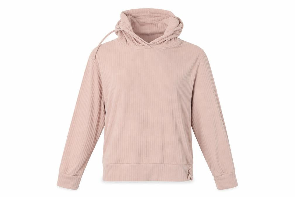 Front view of New Look women’s pink pullover hoodie, size M