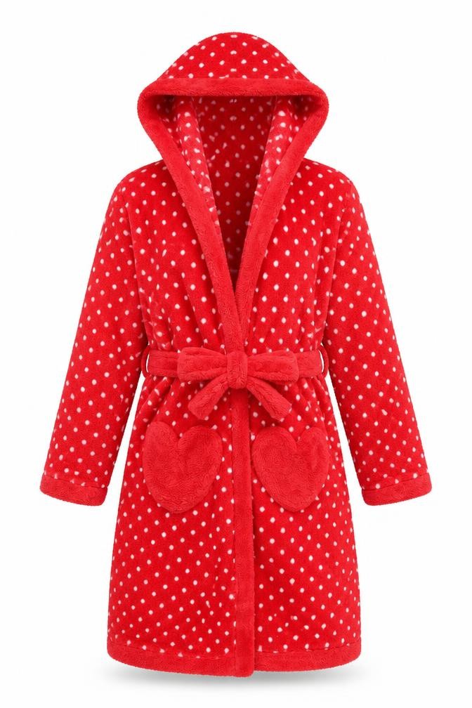 Mini Club Girls Red Polka Dot  Kimono Robe Size 5-6 Years