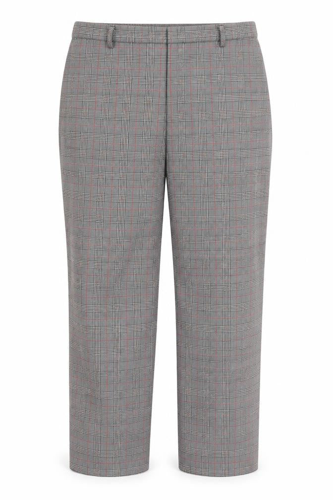 Marks and Spencer Womens Grey Check  Trousers  Size 16 L28 in - Red