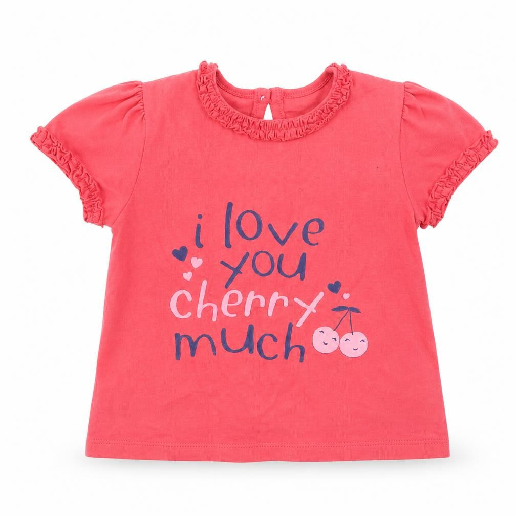 Front view of George girls’ red basic t-shirt, size 0-3, months