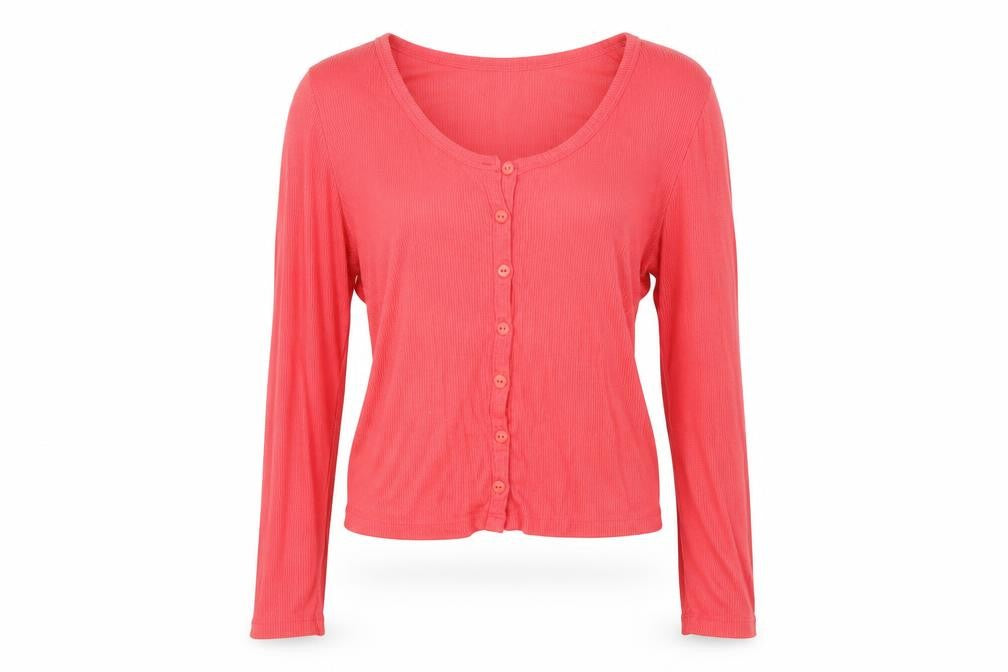 Front view of Divided by H&M women’s pink basic button-up, size S