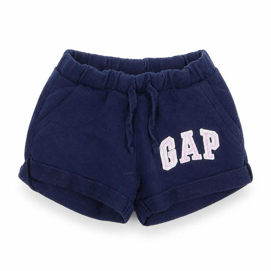 Front view of Gap girls’ blue boyfriend shorts, size 4-5, years