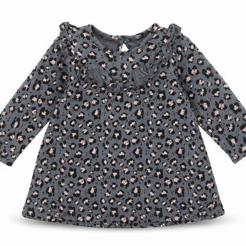 George Girls Grey Animal Print Jacquard T-Shirt Dress  Size 3-6 Months